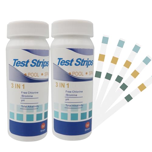 Pool Teststreifen,Pool Tester Ph Und Chlor,3 In 1 Pool-Teststreifen FüR Spa,Wert Test Wassertester Pooltester FüR Spa,Streifen Messgerät Wasser Whirlpool Messen Ph-Wert (100) von xianshi