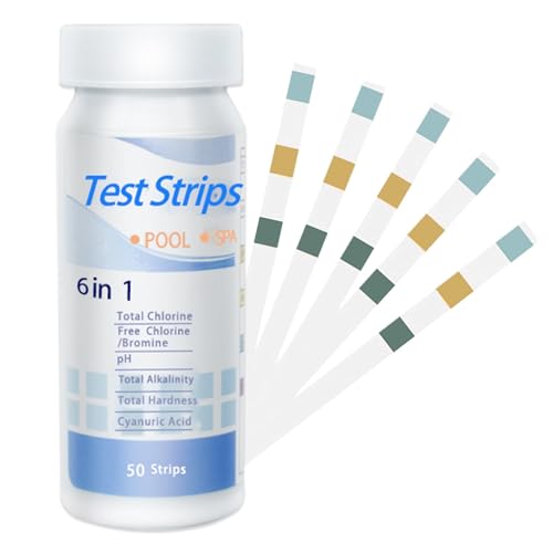 Pool Teststreifen,Pool Tester Ph Und Chlor,6 In 1 Pool-Teststreifen FüR Spa,Wert Test Wassertester Pooltester FüR Spa,Streifen Messgerät Wasserhärte Whirlpool Messen Ph-Wert (100) von xianshi