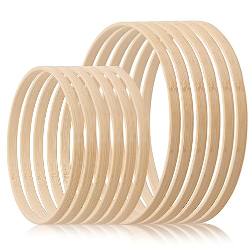 12 Stück 2 Größen Bambus Floral Hoop Traumfänger Ringe Bambus Holz Bambus Blumenkranz Kranz Makramee Craft Hoop Ringe für Wandbehang Handwerk und Hochzeit Kranz Decor 15cm 20cm von xianynow