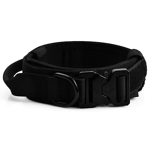 Halsband Hund, Verstellbare Taktisches Hundehalsband mit Kontrollgriff und Metallschnalle Hunde Halsbänder Militär Halsband, Nylon Hundehalsband für Mittlere Große Hunde Jagd Training Outdoor, M von xianynow