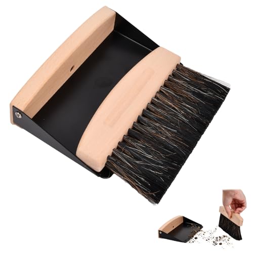 xianynow Tischbesen und Kehrschaufel Set Tragbare Magnetische Tischbürste aus Holz Kleines Tischbürsten Reinigungsset zum Reinigen von Tischen, Staub und Schmutz von xianynow