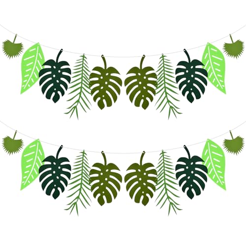 Tropische Palmengirlande Tropische Blatt Banner Girlande Tropische Palmenblätter Girlande 2 Stück Wiederverwendbare Felt Leaf Bunting Tropische Palmenblätter Bunting von xianynow