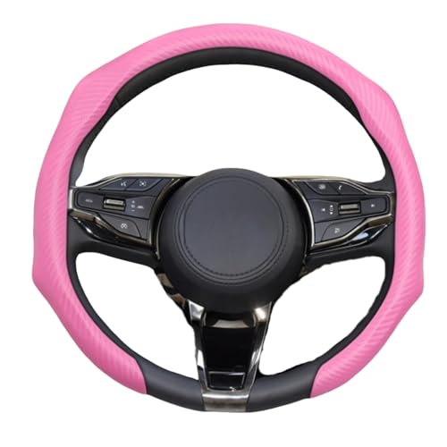 xiaodiao Lenkradbezug mit 5D-Carbonfaser-Optik kompatibel mit dem Opel Vivaro C 2019-2025 - 15 Zoll (38 cm) Verbesserter Halt - Atmungsaktiv - Sportliches Design - Dünn & Leicht,Pink von xiaodiao