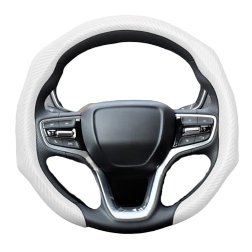 xiaodiao Lenkradbezug mit 5D-Carbonfaser-Optik kompatibel mit dem Smart EQ Fortwo C453 2018-2025 - 15 Zoll (38 cm) Verbesserter Halt - Atmungsaktiv - Sportliches Design - Dünn & Leicht,White von xiaodiao