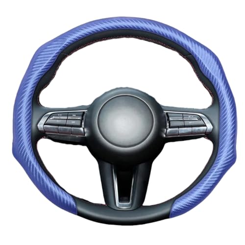 xiaodiao Lenkradbezug mit 5D-Carbonfaser-Optik kompatibel mit dem Tesla Model 3 2020–2023-15 Zoll (38 cm) Verbesserter Halt - Atmungsaktiv - Sportliches Design - Dünn & Leicht,Blue von xiaodiao