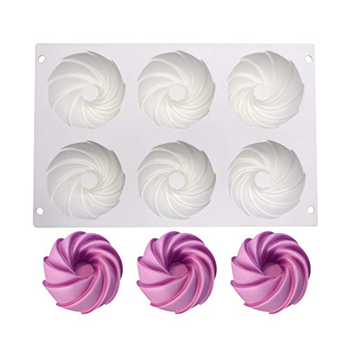 3d backformen - Mousse-Kuchenform Silikon backform, 6 Löcher Spirale Blume von XiaoShenLu