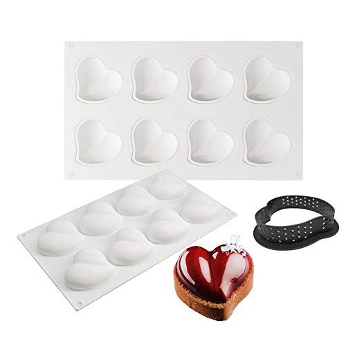 XiaoShenLu 3D kuchenform Mousse, backformen Silikon DIY Mold, Herzförmiges Knusperwerkzeug aus Plastikwerkzeug, 8-Loch-Herzform von XiaoShenLu