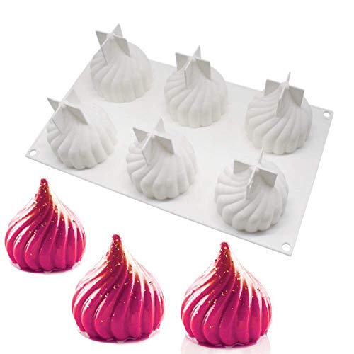 Mousse-Kuchenform backformen für Kuchen - 3D backform DIY Dessert Mould, 6 Löcher Whirlwind, weiß von XiaoShenLu