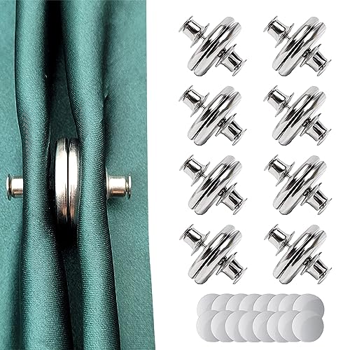 xiaoxianxian 8 Paare Raffhalter Magnetisch, Vorhang Magnetknopf, Magnetischer Verschluss für Vorhänge, Vorhang Fenster Tischdecken, Zuhause Büro Café Dekoration (Silber) von xiaoxianxian