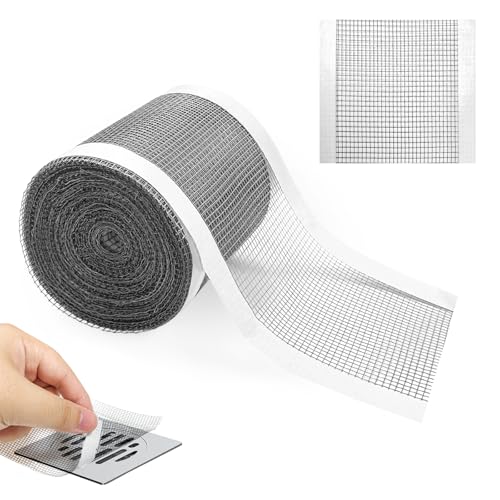 xiaoxianxian Haarsieb Dusche, 70 mm x 10 m Abflusssieb Dusche, Einweg Duschabfluss Haarsieb, Duschabfluss Mesh Aufkleber für Duschen Badewannen, Küchen (Grau) von xiaoxianxian