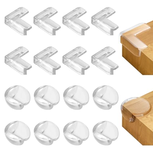 xiaoxiaozhijia Eckenschutz Kantenschutz Selbstklebend Kantenschutz 2 Formen Transparent Tischkantenschutz für Verschiedene Möbel (Transparent-16 Stück) von xiaoxiaozhijia