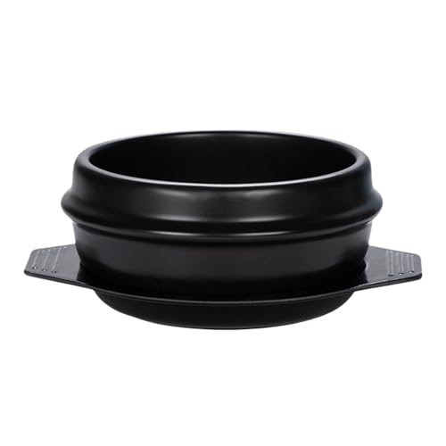 XICHENGSHIDAI Dolsot Bibimbap Steingut Schüssel, koreanischer Kochsuppe Keramiktopf, Donabe Topf für Ttukbaegi und koreanischen Eintopf mit Tablett 1100ml von XICHENGSHIDAI