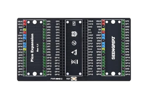 Fits Raspberry Pi Pico Expansion Board with 2X 20-Pin Headers, Reset Button, and Clear Pin Labels, Compatible with Pico Modules and Dupont Cables, Ideal for DIY Projects and Prototyping von xicoolee