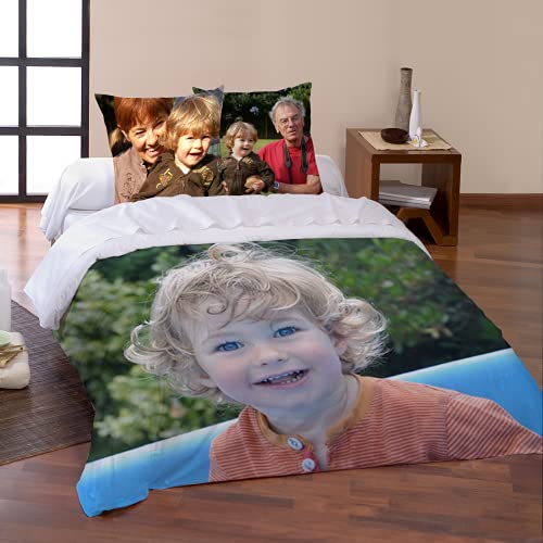 xie Personalisierte Bettwäsche Set,Bettbezug Mit Foto Personalisiert,Kissenbezüge Selbst Gestalten Bedrucken,3D-Bedruckte Bettwäsche Kinder Kinderbett Doppelbett (39"x53"/100x135) von xie