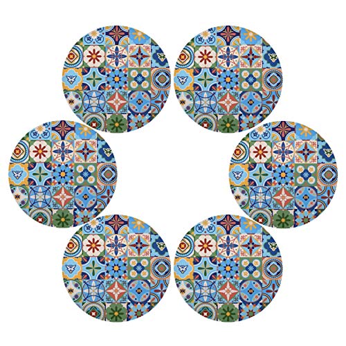 xigua Runde Platzsets, 4er-Set, marokkanisches Mosaik-Tischset, leicht zu reinigen, hitze- und schmutzabweisend, rutschfest, waschbar, Küchen-Tischsets von xigua