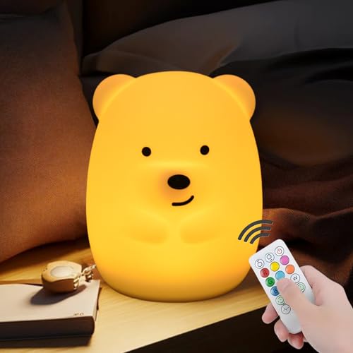 xinjinhju Große Bären-Nachtlichter für Kinder Dekorative LED Lichter wiederaufladbare Tier-Kinder-lampes Mädchen, niedliche kleine Lampen für Schlafzimmer Schreibtisch dekoration – Groß von xinjinhju