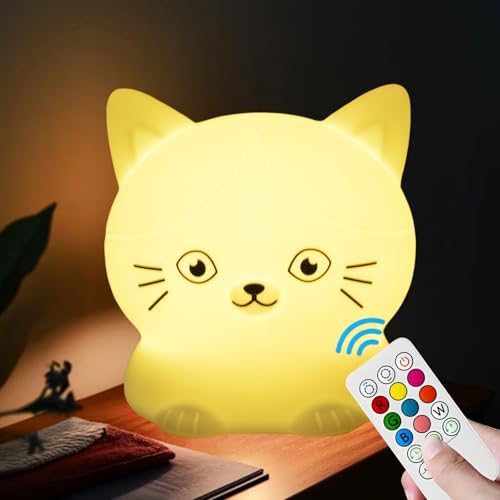 xinjinhju Nachtlicht für Kinder Katze Schlafzimmerbeleuchtung Nachttischlampe Dekorative Lichter Tischlampe Raumdekoration niedliche mehrfarbige Geschenke für Kinder Mädchen Jungen xinjinhju Nachtlicht für Kinder Katze Schlafzimmerbeleuchtung Nachttischlampe Dekorative Lichter Tischlampe Raumdekoration niedliche mehrfarbige Geschenke für Kinder Mädchen Jungen von xinjinhju