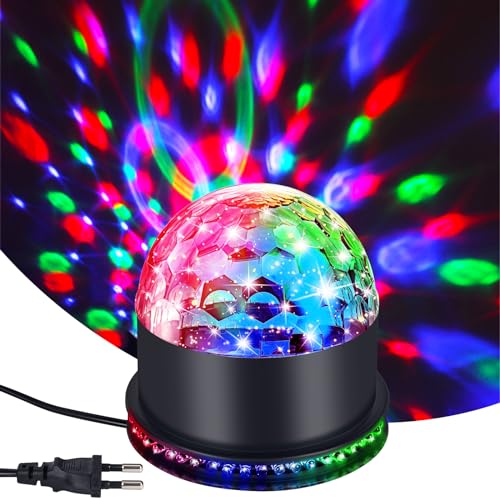 Discokugel, 48 LED Lamp Discokugel, 360° Rotation Discolicht 7 RGB Farben Musikgesteuert & Automatischer Modus, Bühnenbeleuchtung Deko für Heim Geburtstag Weihnachten KTV Verein von xinrongda