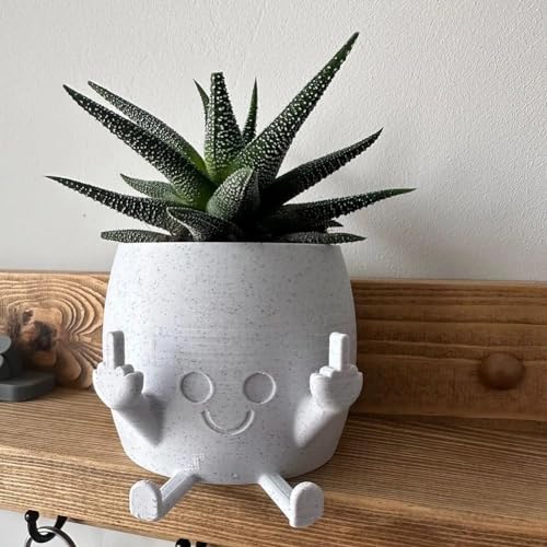Lächelnde Pflanzentopf mit Mittelfinger, Blumentöpfe für Sukkulenten, Home Grünpflanzen Dekor, Mittelfinger Mini Topf Tischdekoration, Blume Pflanzentopf für Pflanzenliebhaber für Innen Außen (weiß) Lächelnde Pflanzentopf mit Mittelfinger, Blumentöpfe für Sukkulenten, Home Grünpflanzen Dekor, Mittelfinger Mini Topf Tischdekoration, Blume Pflanzentopf für Pflanzenliebhaber für Innen Außen (weiß) von xinrongda