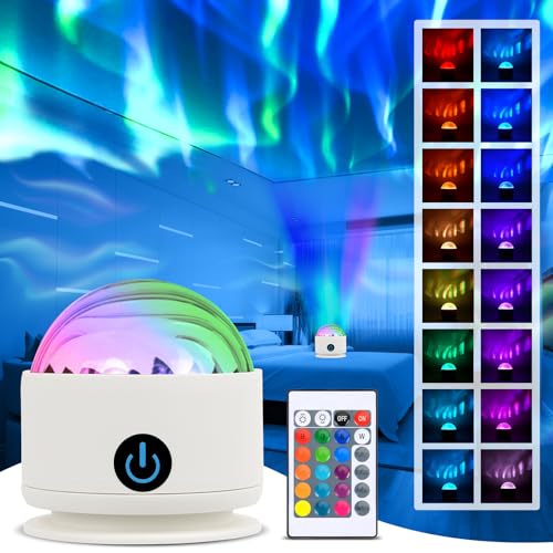 Sternenhimmel Projektor Kinder, Nordlicht Projektor mit 16 Beleuchtung-Effekten & Fernbedienung, Wiederaufladbarer Polarlicht Lampe, Galaxy Projector Nordlicht Lampe für Zimmer Deko Geschen von xinrongda