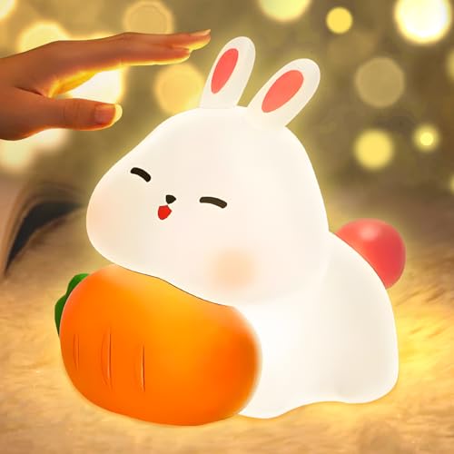 xinrongda Bunny Nachtlicht Kinder, Touch-Steuerung Silikon Nachtlicht Baby, Kinderzimmer Deko, Silikon Hase Nachttischlampe Kinder, Ostergeschenke für Kinder von xinrongda