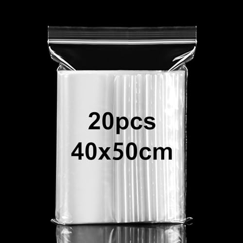 Druckverschlussbeutel 40x50cm Verschließbare Plastiktüten Zip Beutel Groß Wiederverschließbare Plastikbeutel, Verdickung Haltbar, Anwendbar Bastelbedarf, Kleideraufbewahrung usw-20Stück Druckverschlussbeutel 40x50cm Verschließbare Plastiktüten Zip Beutel Groß Wiederverschließbare Plastikbeutel, Verdickung Haltbar, Anwendbar Bastelbedarf, Kleideraufbewahrung usw-20Stück von xinsheng