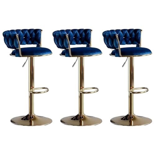 Barhocker Höhenverstellbar 1er 2er 3er 4er 6er Set, Barstuhl Samt, Bar Stühle mit Lehne und Fußbank, Drehhocker 360°, Tresenhocker für Esszimmer Heimbar Kücheninsel, Belastbar 150kg,Blau,Set of 3 Barhocker Höhenverstellbar 1er 2er 3er 4er 6er Set, Barstuhl Samt, Bar Stühle mit Lehne und Fußbank, Drehhocker 360°, Tresenhocker für Esszimmer Heimbar Kücheninsel, Belastbar 150kg,Blau,Set of 3 von xinwanhong
