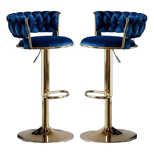 Barhocker Höhenverstellbar 1er 2er 3er 4er 6er Set, Barstuhl Samt, Bar Stühle mit Lehne und Fußbank, Drehhocker 360°, Tresenhocker für Esszimmer Heimbar Kücheninsel, Belastbar 150kg,Blau,Set of 2 Barhocker Höhenverstellbar 1er 2er 3er 4er 6er Set, Barstuhl Samt, Bar Stühle mit Lehne und Fußbank, Drehhocker 360°, Tresenhocker für Esszimmer Heimbar Kücheninsel, Belastbar 150kg,Blau,Set of 2 von xinwanhong
