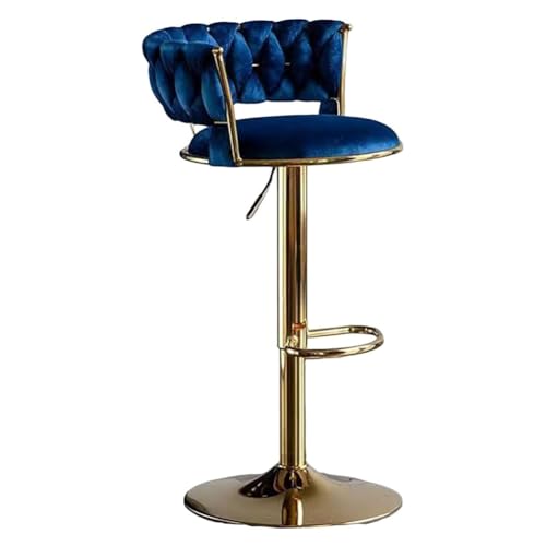 Barhocker Höhenverstellbar 1er 2er 3er 4er 6er Set, Barstuhl Samt, Bar Stühle mit Lehne und Fußbank, Drehhocker 360°, Tresenhocker für Esszimmer Heimbar Kücheninsel, Belastbar 150kg,Blau,Set of 1 von xinwanhong