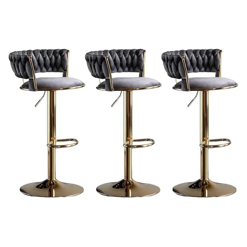 Barhocker Höhenverstellbar 1er 2er 3er 4er 6er Set, Barstuhl Samt, Bar Stühle mit Lehne und Fußbank, Drehhocker 360°, Tresenhocker für Esszimmer Heimbar Kücheninsel, Belastbar 150kg,Grau,Set of 3 Barhocker Höhenverstellbar 1er 2er 3er 4er 6er Set, Barstuhl Samt, Bar Stühle mit Lehne und Fußbank, Drehhocker 360°, Tresenhocker für Esszimmer Heimbar Kücheninsel, Belastbar 150kg,Grau,Set of 3 von xinwanhong