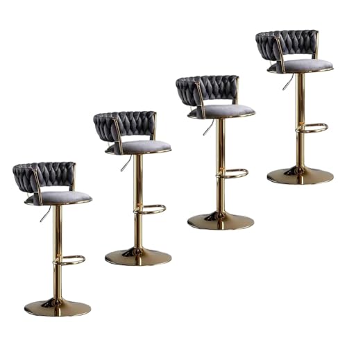 Barhocker Höhenverstellbar 1er 2er 3er 4er 6er Set, Barstuhl Samt, Bar Stühle mit Lehne und Fußbank, Drehhocker 360°, Tresenhocker für Esszimmer Heimbar Kücheninsel, Belastbar 150kg,Grau,Set of 4 von xinwanhong