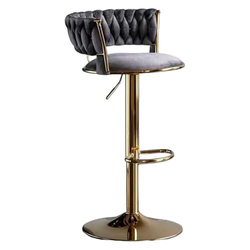 Barhocker Höhenverstellbar 1er 2er 3er 4er 6er Set, Barstuhl Samt, Bar Stühle mit Lehne und Fußbank, Drehhocker 360°, Tresenhocker für Esszimmer Heimbar Kücheninsel, Belastbar 150kg,Grau,Set of 1 von xinwanhong