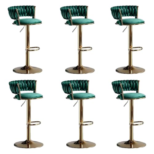 Barhocker Höhenverstellbar 1er 2er 3er 4er 6er Set, Barstuhl Samt, Bar Stühle mit Lehne und Fußbank, Drehhocker 360°, Tresenhocker für Esszimmer Heimbar Kücheninsel, Belastbar 150kg,Grün,Set of 6 Barhocker Höhenverstellbar 1er 2er 3er 4er 6er Set, Barstuhl Samt, Bar Stühle mit Lehne und Fußbank, Drehhocker 360°, Tresenhocker für Esszimmer Heimbar Kücheninsel, Belastbar 150kg,Grün,Set of 6 von xinwanhong