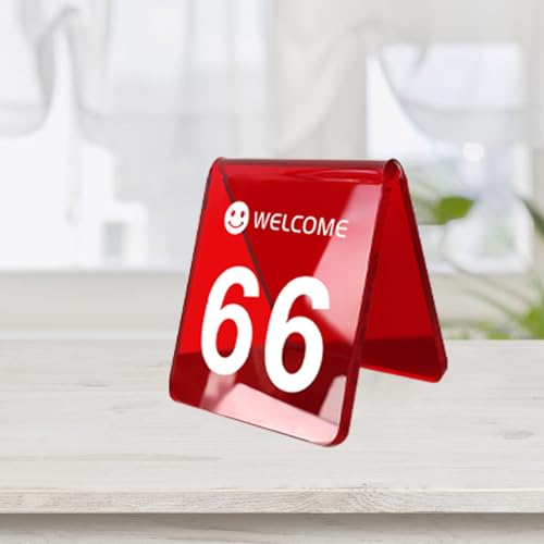 Acryl Schilder Acryl Tischnummern, Acryl Zelt Acryl Doppelseitige Zahlenkarten, Tischnummernkarten Schild für Restaurant, Hochzeit, Party, Bankette, Service, Nummeriert, Minimalistisch(Red,41-50) von xinzyxx