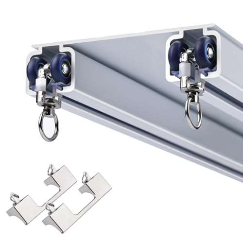 xinzyxx Doppelvorhangschienen, Vorhangschienen-System, Raumteiler, mit Rolle Und Endkappe, Vorhangschienen für Die Decke, Aluminium Gardinenschiene, Hochleistungs Gardinenstange(Weiß,100cm(3.3ft)) von xinzyxx