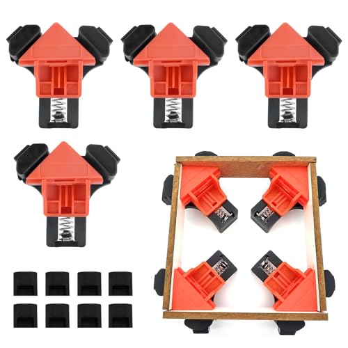 Winkelspanner 90 Grad,4 Stück Verstellbar Eckspanner,Verdicktes ABS Winkelspanner,Gehrungszwinge,Starke Feder,Klemmbereich (5-22mm),Eckenspanner für Bilderrahmen,Platten,Glas,Eckschellen von xiruiubao