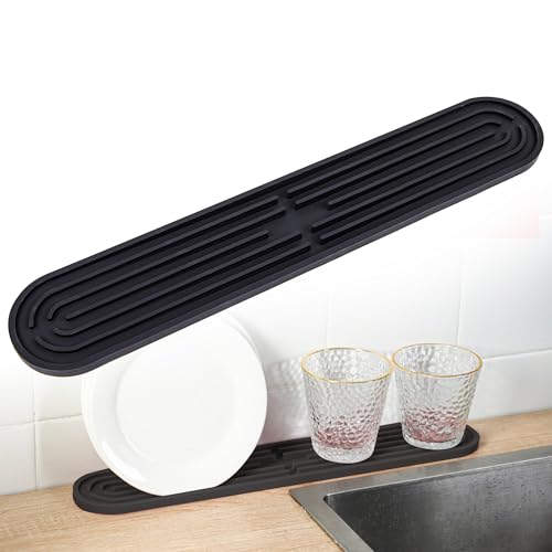 xiruiubao Abtropfmatte Schmal Barmatte, Verlängert Silikon Abtropfmatte Geschirr, rutschfest und Spülmaschinenfest Kleine Trockenmatte für Gläser Flaschen Schneidebrette, 43 x 7,5 x 1 cm, Schwarz xiruiubao Abtropfmatte Schmal Barmatte, Verlängert Silikon Abtropfmatte Geschirr, rutschfest und Spülmaschinenfest Kleine Trockenmatte für Gläser Flaschen Schneidebrette, 43 x 7,5 x 1 cm, Schwarz von xiruiubao