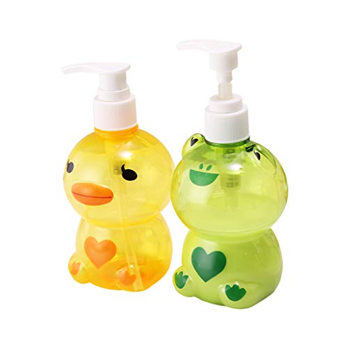 Xiuinserty Pumpflaschenspender, tragbarer Seifenspender für Kinder, niedlicher Frosch-/Enten-Form, Press-Typ, leere Pumpflasche, Shampoo, Duschbehälter, zufällige Farbe, 250 ml von xiuinserty