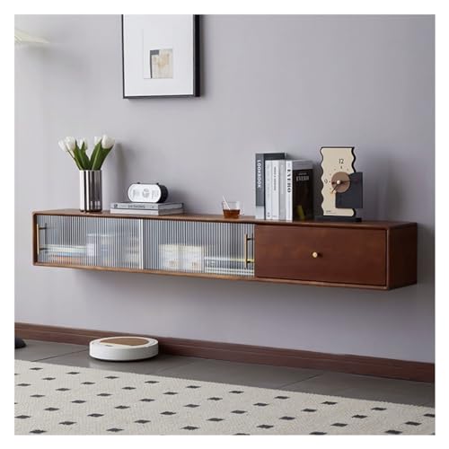 Fernsehschrank Hängender schwebender TV-Ständer for das Wohnzimmer, TV-Konsole, wandmontierter Entertainment-Center-TV-Schrank mit Glastür und Schublade, Medientischschrank for das Wohnzimmer Fernsehs von xiuling4568