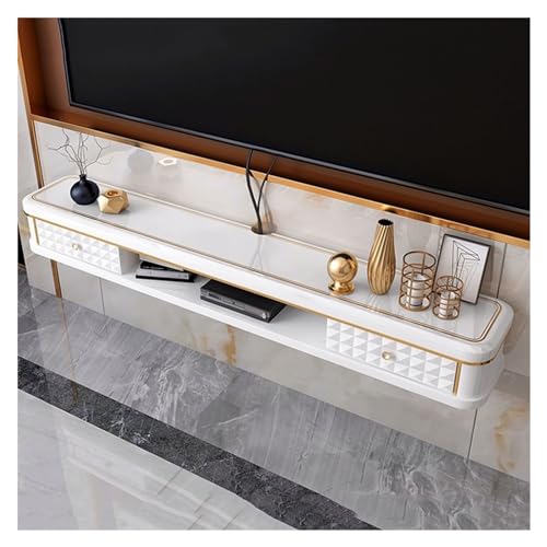 Fernsehschrank Luxuriöser schwebender TV-Ständer aus Holz mit Aufbewahrungsschrank, TV-Ständer for Schlafzimmer und Wohnzimmer, moderner Fernsehständer, 47''/55''/63'' Fernsehständer(Weiß,160*18*24cm) von xiuling4568