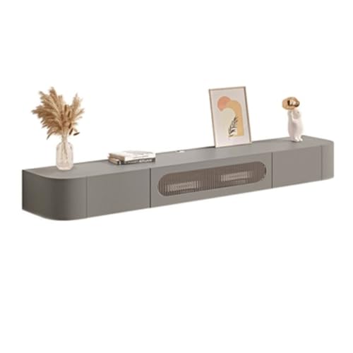 Fernsehschrank Schwebender TV-Ständer aus Holz mit Glastür, modernes wandmontiertes Entertainment-Center mit 2 Schubladen, komplett montiert, 63"/70,8''/78,7'' Fernsehständer(Grigio,160*20*24cm) von xiuling4568
