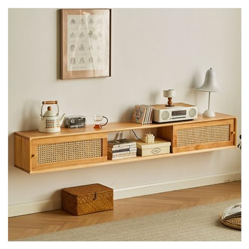 Fernsehschrank Schwebender TV-Ständer aus Holz mit Schränken, Ausstellungsregalen und Schiebetüren, 47,2''/59''/70,8'' wandmontiertes Entertainment-Center, moderne Medienkonsole for unter dem Fernsehe von xiuling4568