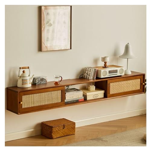 Fernsehschrank Schwebender TV-Ständer aus Holz mit Schränken, Ausstellungsregalen und Schiebetüren, 47,2''/59''/70,8'' wandmontiertes Entertainment-Center, moderne Medienkonsole for unter dem Fernsehe von xiuling4568