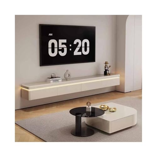 TV Schrank Hängend Schwebende TV-Einheit mit Touch-Induktionslicht, minimalistische wandmontierte TV-Konsole for das Wohnzimmer, Arbeitsplatte aus gehärtetem Glas und viel Stauraum Fernsehschrank(240c von xiuling4568