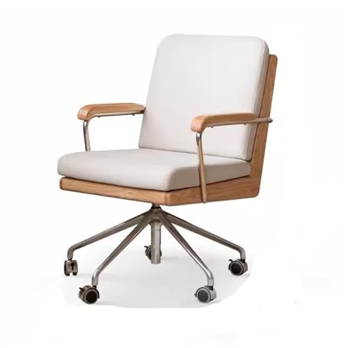 xiuling4568 Arbeitsstuhl Drehstuhl aus Massivholz, Eichenholz-Metallbasis mit Rollen, Computerstuhl, Bürostuhl, Stuhl mit mittlerer Rückenlehne, Arbeitszimmerstuhl Office Chair xiuling4568 Arbeitsstuhl Drehstuhl aus Massivholz, Eichenholz-Metallbasis mit Rollen, Computerstuhl, Bürostuhl, Stuhl mit mittlerer Rückenlehne, Arbeitszimmerstuhl Office Chair von xiuling4568