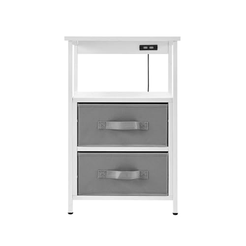 xiuling4568 Nachttisch Nachttisch mit 2 Schubladen und USB, Schlafzimmer, weißer Nachttisch, Schlafzimmermöbel Nachtschrank von xiuling4568