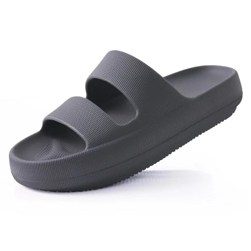 xiuling4568 Pillow Damen-Hausschuhe, rutschfest, schnelltrocknend, Duschrutschen, Badezimmer-Sandalen for den Innenbereich, weiches Kissen, Hausschuhe mit Dicker Sohle Chaussons(Grey,39) von xiuling4568