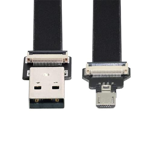 xiwai 0,5 m USB 2.0 Typ A Stecker auf Micro USB 5-Pin Stecker Datenkabel Flat Slim FPC Kabel für FPV & Disk & Phone von xiwai