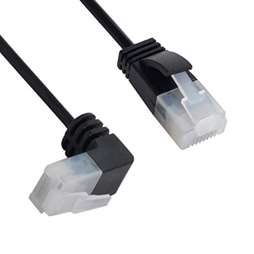 xiwai Ultra Slim Cat6 Ethernet Kabel RJ45 Abgewinkelt auf Gerades UTP Netzwerkkabel Patchkabel 90 Grad Cat6a LAN für Laptop Router TV Box (2,0m) von xiwai