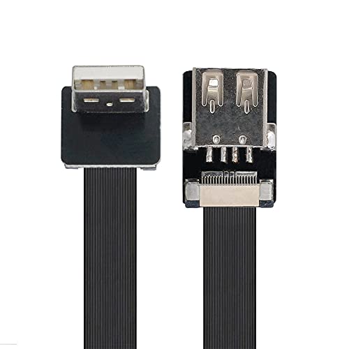 xiwai 0,2 m hochgewinkeltes USB 2.0 Typ-A Stecker auf Buchse, Verlängerungsdaten, flaches schlankes FPC-Kabel für FPV & Disk & Scanner & Drucker von xiwai